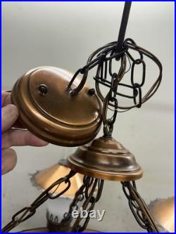 Vintage Western Wagon Wheel Hanging Lamp 24 In. Wide With5 Lights Great Cond