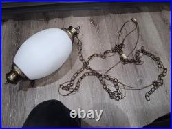 Vintage White Glass Swag Lamp