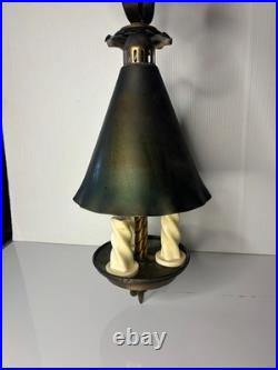Vintage Witch Hat Cast Metal Light Fixture Hanging Lamp Tudor Gothic Mission Art