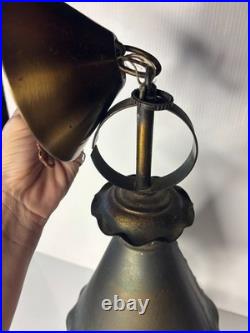 Vintage Witch Hat Cast Metal Light Fixture Hanging Lamp Tudor Gothic Mission Art