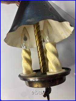 Vintage Witch Hat Cast Metal Light Fixture Hanging Lamp Tudor Gothic Mission Art