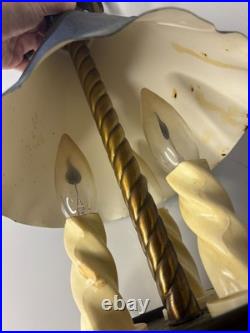 Vintage Witch Hat Cast Metal Light Fixture Hanging Lamp Tudor Gothic Mission Art