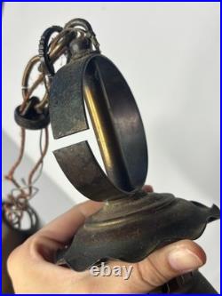 Vintage Witch Hat Cast Metal Light Fixture Hanging Lamp Tudor Gothic Mission Art