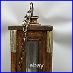 Vintage Wood Hanging Swag Lamp MCM