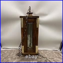 Vintage Wood Hanging Swag Lamp MCM