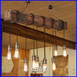 Vintage Wood Industrial Pendant Light Hanging Ceiling Lamp Rustic Chandelier New
