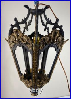Vintage Wrought Iron Gothic Hanging Lamp Indoor Light Pendant Black & Gold