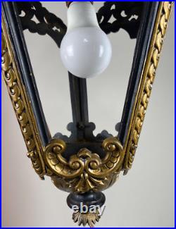 Vintage Wrought Iron Gothic Hanging Lamp Indoor Light Pendant Black & Gold Vintage Wrought Iron Gothic Hanging Lamp Indoor Light Pendant Black & Gold