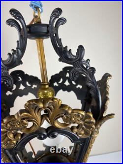 Vintage Wrought Iron Gothic Hanging Lamp Indoor Light Pendant Black & Gold Vintage Wrought Iron Gothic Hanging Lamp Indoor Light Pendant Black & Gold