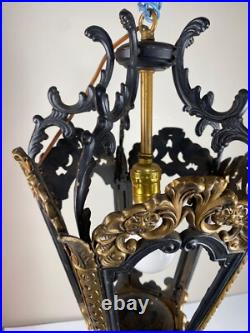 Vintage Wrought Iron Gothic Hanging Lamp Indoor Light Pendant Black & Gold