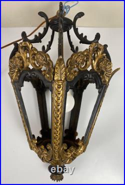 Vintage Wrought Iron Gothic Hanging Lamp Indoor Light Pendant Black & Gold