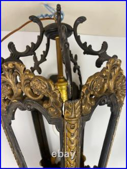 Vintage Wrought Iron Gothic Hanging Lamp Indoor Light Pendant Black & Gold