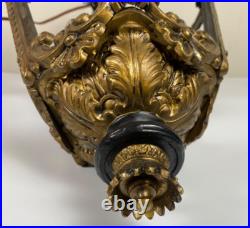 Vintage Wrought Iron Gothic Hanging Lamp Indoor Light Pendant Black & Gold