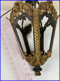 Vintage Wrought Iron Gothic Hanging Lamp Indoor Light Pendant Black & Gold