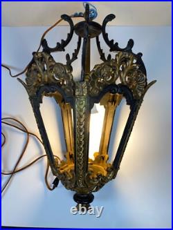 Vintage Wrought Iron Gothic Hanging Lamp Indoor Light Pendant Black & Gold Vintage Wrought Iron Gothic Hanging Lamp Indoor Light Pendant Black & Gold