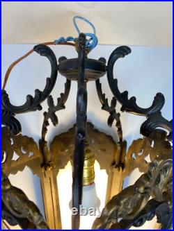 Vintage Wrought Iron Gothic Hanging Lamp Indoor Light Pendant Black & Gold
