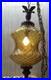 Vintage XL Amber Optic Hour Glass Glass Hanging Swag Lamp 41.5 Inches