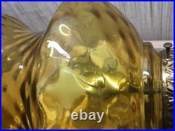 Vintage XL Amber Optic Hour Glass Glass Hanging Swag Lamp 41.5 Inches