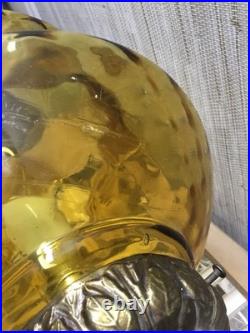 Vintage XL Amber Optic Hour Glass Glass Hanging Swag Lamp 41.5 Inches