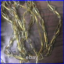 Vintage XL Amber Optic Hour Glass Glass Hanging Swag Lamp 41.5 Inches