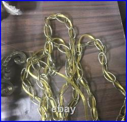 Vintage XL Amber Optic Hour Glass Glass Hanging Swag Lamp 41.5 Inches