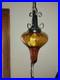 Vintage amber glass hanging lamp on chain amber glass closed globe light