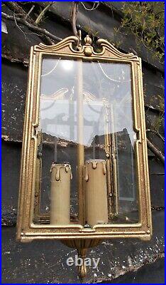 Vintage/antique style ceiling lantern lamp, brass/etched glass hanging, French