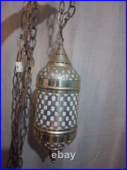 Vintage brass hanging swag lamp