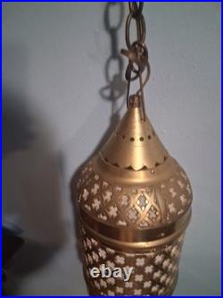 Vintage brass hanging swag lamp