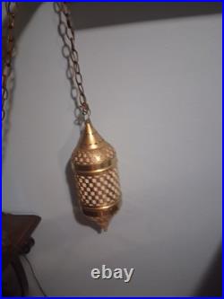 Vintage brass hanging swag lamp