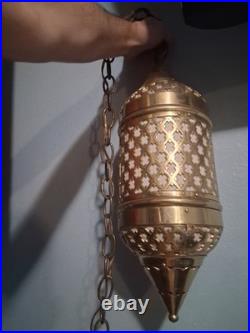 Vintage brass hanging swag lamp