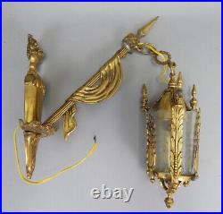 Vintage brass swag lamp wall sconce pendant Hollywood Regency Spanish Revival