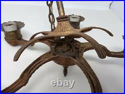 Vintage cast iron chandelier Light Fixture hanging lamp art nouveau for repair
