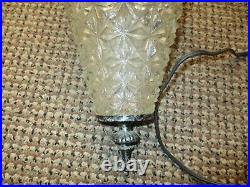 Vintage diamond cut Glass Hanging Double Swag pineapple Lamp 18 x 7 EF & EF