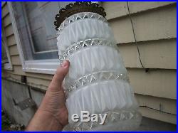 Vintage double hanging lamp light ceiling fixture mid century frosted beautiful