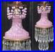 Vintage dusty rose pink lady cupcake Cut crystal glass Brass SWAG lamp chandelie