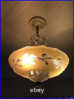 Vintage glass pendant ceiling lamp turn of the century Vintage glass pendant ceiling lamp turn of the century