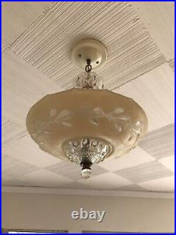 Vintage glass pendant ceiling lamp turn of the century Vintage glass pendant ceiling lamp turn of the century