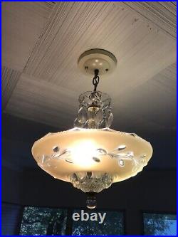 Vintage glass pendant ceiling lamp turn of the century Vintage glass pendant ceiling lamp turn of the century