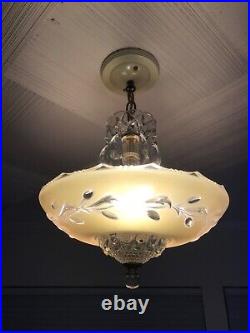Vintage glass pendant ceiling lamp turn of the century