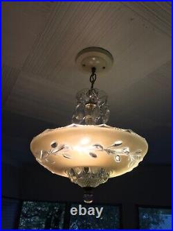 Vintage glass pendant ceiling lamp turn of the century Vintage glass pendant ceiling lamp turn of the century