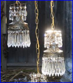 Vintage hanging swag plugin lamp chandelier spelter brass plt. Hollywood Regency Vintage hanging swag plugin lamp chandelier spelter brass plt. Hollywood Regency