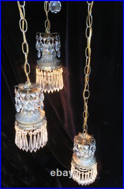Vintage hanging swag plugin lamp chandelier spelter brass plt. Hollywood Regency Vintage hanging swag plugin lamp chandelier spelter brass plt. Hollywood Regency