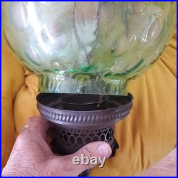 Vintage hardwire MCM Green Globe Hanging Swag Lamp