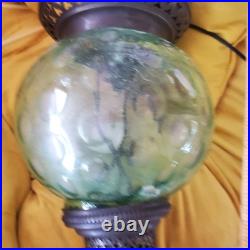 Vintage hardwire MCM Green Globe Hanging Swag Lamp
