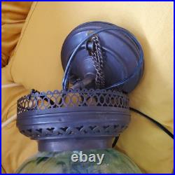 Vintage hardwire MCM Green Globe Hanging Swag Lamp