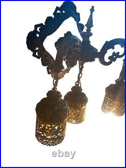 Vintage hollywood regency swag lamp chandelier 3 light Wall Sconce