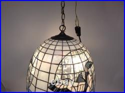 Vintage large Tiffany Style Stained Glass Duck Hanging Lamp 16 Diameter