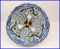 Vintage large Tiffany Style Stained Glass Duck Hanging Lamp 16 Diameter