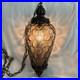 Vintage large green glass hanging swag tear drop pendant chain light lamp 21
